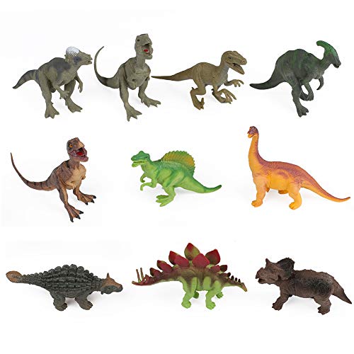 UANDME 10 PCS Realistic Dinosaurs Toy Figures Set 5" Dinosaurs Figurines Cake Toppers
