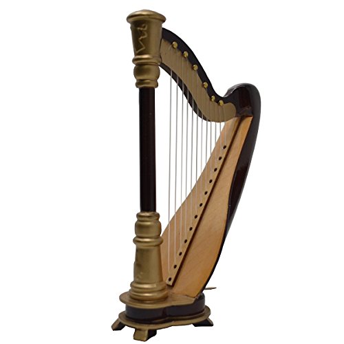 PUNK 1:12 Scale Miniature Instrument Music Case Stand Miniature Musical Instrument (Harp:8x14x4.5cm)