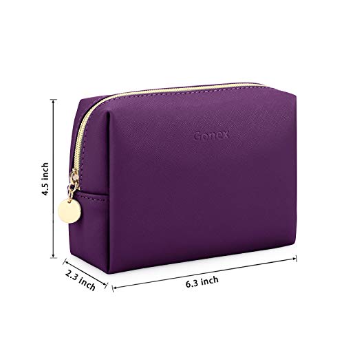 Gonex Small Makeup Bag for Purse PU Vegan Leather Travel Cosmetic Pouch Toiletry Bag for Women Girls Gifts Portable Water-Resistant Daily Storage Organzier Purple 2 Gonex Small Makeup Bag for Purse PU Vegan Leather Travel Cosmetic Pouch Toiletry Bag for Women Girls Gifts Portable Water-Resistant Daily Storage Organzier Purple