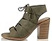 Soda Women's Quince Faux Leather Peep Toe Lace Up Gladiator Slingback Open Back Ankle Boot