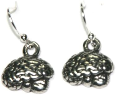 Sterling Silver Lateral View Brain Earrings