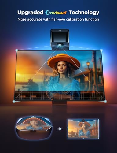 Govee TV Backlight 5m, 3 Lite with Fish-Eye Correction Function Sync to 75-85 Inch TVs, RGBICW Wi-Fi TV LED Backlight with Camera, 4 Colours in 1 Lamp Bead, Voice and APP Control, Adapter