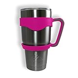 Tirsty 30 oz Tumbler Handle fits Ozark Trail, YETI and more tumblers. Includes Secure Travel Clip (Hot Pink)