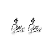 JASSINS Women Silver Plated Leaf Ear Cuff Earrings Clip On Wrap No Piercing Personality