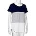 TOPUNDER Casual Stripe Triple T-Shirt Women Short Sleeve Color Block Blouse