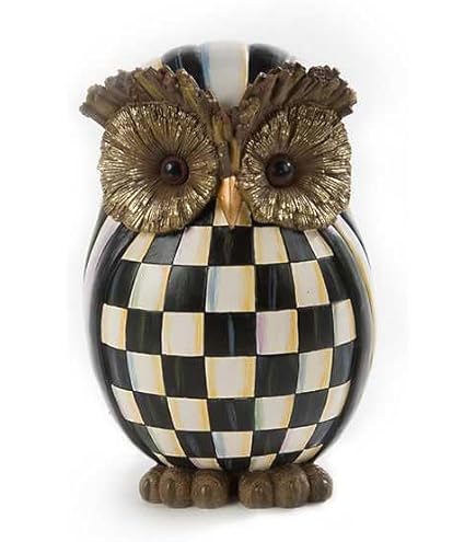 Pumpkin & Owl Mackenzie-Childs Halloween - Citrouille Décorative Avec Chouette Et Motif Courtly Check