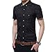 YTD Men's Business Casual Short Sleeves Dress Shirts(Medium, Black)