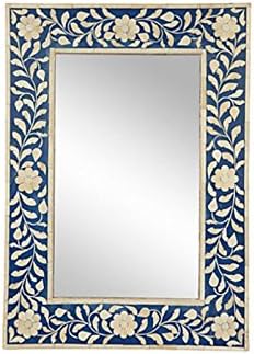 Amazon Com Antique Rustic Bone Inlay Mirror Frame Blue Handmade Inlay Furniture Furniture Decor