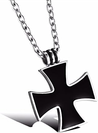 Goodygold Cross Pendant Necklace Stainless Steel Black Colour Cross Necklace