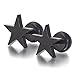 U2U Jewelry 316L Surgical Stainless Steel Black Five-pointed Star Stud Earrings With O-Ring (6MM)
