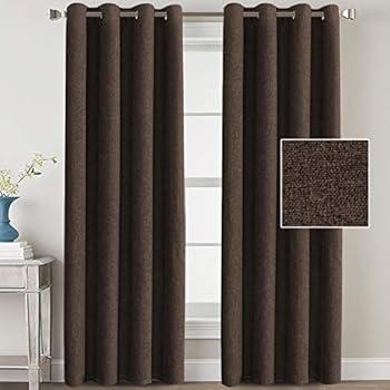 H.VERSAILTEX Linen Blackout Curtains 84 Inches Long Room Darkening Heavy Duty Burlap Efffect Textured Linen Curtains/Draperies/Drapes for Living Room Bedroom - Dark Brown (2 Panels)