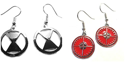Silver Black Widow Logo and Hawkeye Logo Dangle Earrings w/Gift Box