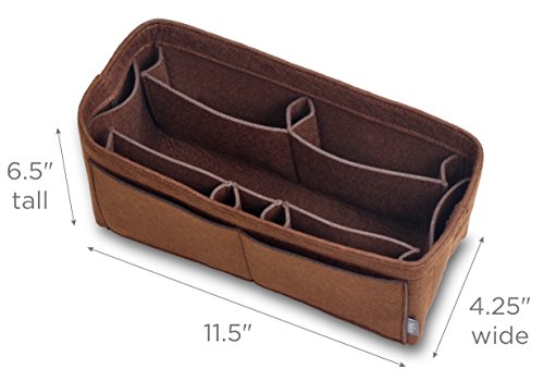 Pelikus Felt Purse and Tote Organizer Insert/Sturdy Structured Handbag Shaper(Large-Slender, Chocolate)