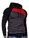 DOUBLEC Mens Pullover Fleece Hoodies Dark Grey& Black&Red XXL