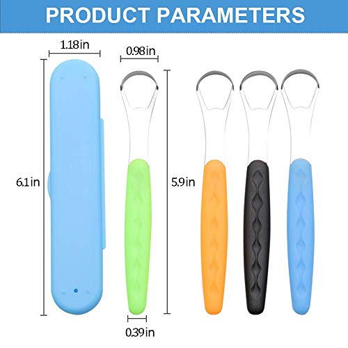 Tongue Scraper Cleaner With Travel Handy Case, Stainless Steel Tongue Cleaners For Healthy Oral Care For Adults For Kids(4-pack)