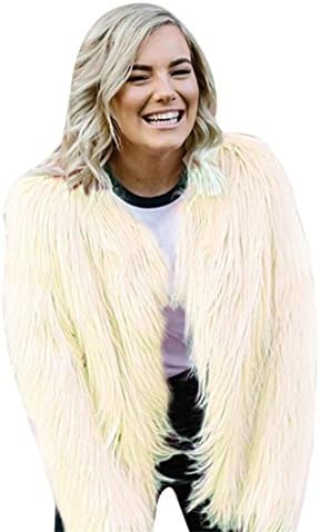 NEW !!! MOSE Fashion Women Plus Size Long Sleeve Loose Elegant Warm Faux Fur Flowing Hair Coat