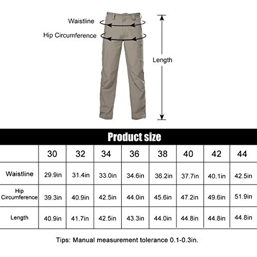 FREE SOLDIER Men's Outdoor Convertible Pants Lightweight Quick Dry Nylon Tactical Pants (Mud Color, 44W) - Thumbnail 7