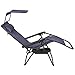 Best Choice Products Folding Zero Gravity Outdoor Recliner Patio Lounge Chair w/Adjustable Canopy Shade, Headrest, Side Accessory Tray, Textilene Mesh - Navy Blue