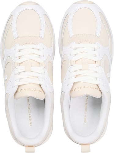 Donna Sneakers Running Casual Fashion in Pelle, Blu (White/Soft Cream), 38