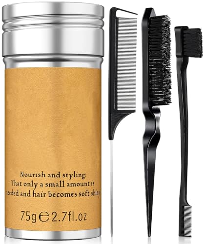 Barra de para El Cabello, De Hair Con 3 Peines, barra de para pelucas de control de bordes barra para el cabello no graso Pomada de pelo para Flyaways borde Frizz pelo