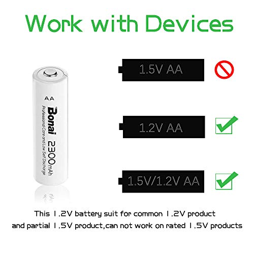 BONAI AA Rechargeable Batteries 2300mAh 1.2V NiMH High Capacity 24