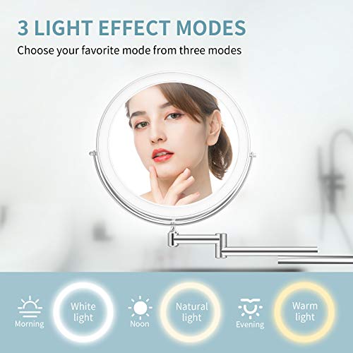 ALVOROG Rechargeable Wall Mounted Lighted Makeup Mirror 8 Inch Double