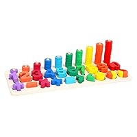 KangRuiZhe Montessori Wood Blocks Math Stacking Puzzle Intelligence Peg Number Boards for Baby Toddler Preschool Kids