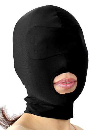 1 Loch Bondage Spandex Stretch Stoff Kopf Maske Kopfmaske aus Stretchstoff mit offenem Mund und verstärkter Augenpartie - Augenbinde Augenmaske