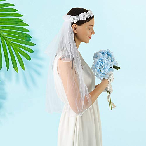 BKpearl Flower Girl Veils, Children's Wedding Veil First Communion Veils and Gloves for Girl(style 2 white)