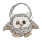 Bearington Owlie Carrysome Girls Plush Gray Owl Stuffed Animal Purse, Handbag 7 inches