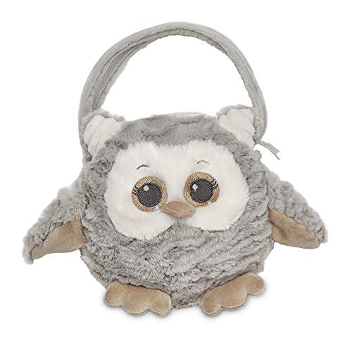 Bearington Owlie Carrysome Girls Plush Gray Owl Stuffed Animal Purse, Handbag 7 inches