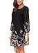 DJT Women's Floral Pattern 3/4 Sleeve Loose Fit Chiffon Tunic Dress X-Large Black Floral