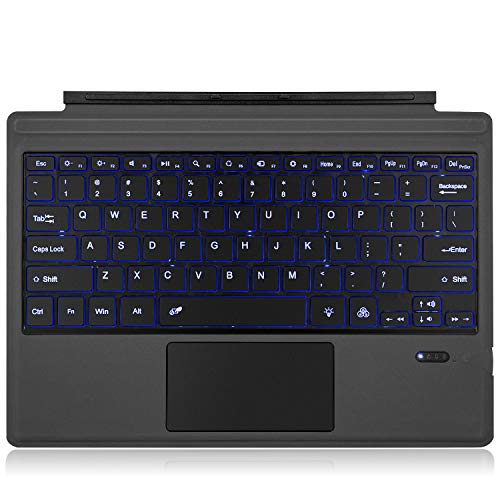 Tomsenn Surface Pro 4 / Pro 3 / New Surface Pro 6 Type Cover, Ultra-Slim Wireless Bluetooth Keyboard with Touchpad, 7-Color LED Backlit and Built-in Lithium (LED Backlit)
