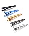 HBY 5 Pc Mens Tie Bar Pinch Clip Set for Regular Ties,Black,Silver,Gold