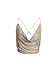 Glamaker Women's Sexy Clubwear Rhinestones Crop Top Backless Diamond Tank Sleeveless Gold