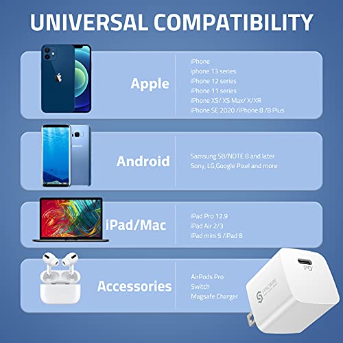 Syncwire 20W USB C Charger, Ultra Compact PD 3.0 Fast Charger Block USB C Wall Charger Type-C Power Delivery USB-C Power Adapter Compatible for iPhone 13/13 Pro/13 mini/13 Pro Max/12/12 Pro/12 Pro Max