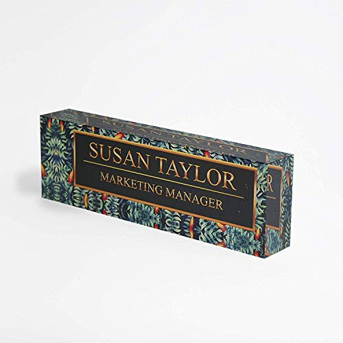Artblox Office Desk Name Plate Personalized |Custom Name Plates for Desks on Acrylic - Office Desk Decor Nameplate | Desk Accessories Tropical Flower Design - (8"x2.5")