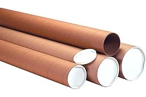 Tape Logic TLP4036KHD Heavy-Duty Mailing Tubes with Caps, 4" x 36", Kraft (Pack of 12)