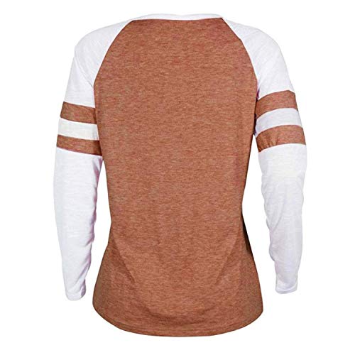 Orangeskycn Pullover Sweaters for Women, Fashion Ladies Long Sleeve T Shirt Clothes Splice Blouse Tops (Orange, M) - Thumbnail 2