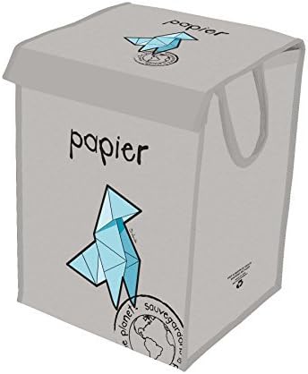 Design France 36L recycler for paper, recycling bin / bag, recycle storage - light grey by Design France