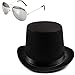 Funny Party Hats Silver Guitar Player Costume Accessory Felt Top Hat-Aviator Sunglasses