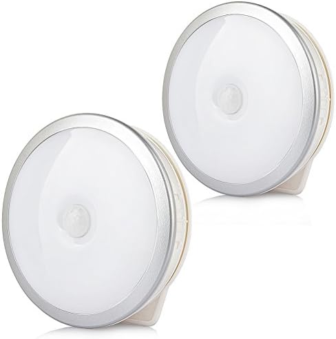 Tishine Rechargeable Motion Sensor Light, Stick-Anywhere LED Night Light, Step Wall Light for Hallway, Closet, Stairs, Bedroom, Nursery (White, 2 Pack )