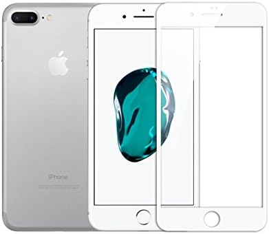 iPhone 7 Plus 6S Plus 6 Plus Screen Protector, Carbon Fiber Soft Curved Edge Tempered Glass Screen Protector for iPhone 7 Plus, iPhone 6S Plus, iPhone 6 Plus 5.5 Inch (Full Screen Coverage - White)
