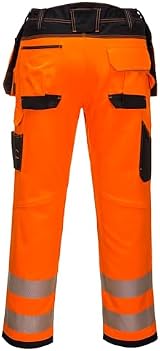 Portwest T501 Mens PW3 Hi Vis Work Trousers Orange/Black Size 34 Safety Holster view 2