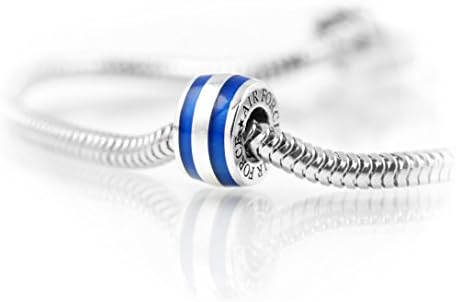 Thin Line AIR FORCE Charm: Cobalt Blue Enamel with Sterling Silver Threaded Core.
