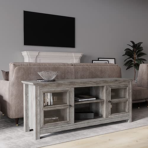 BELLEZE Modern 58 Inch Farmhouse Wood TV Stand & Media Entertainment