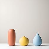 YAOBAOX Small Multi Color Ceramic Vase Set 3 for Modern Home Table Decor, Living Room, Tabletop, Bedroom, Shelf, Office Bookshelf, Entryway, Coffee Table Mantel, Rustic Farmhouse Decorative Vases