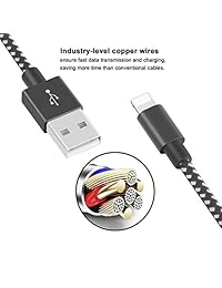 Cargador para teléfono 5Pack 3FT 3FT 6FT 6FT 10FT Cable trenzado de nylon USB de carga y sincronización Compatible con el teléfono XS MAX XR X 8 8 Plus 7 7 Plus 6s 6s Plus 6 6 Plus y más