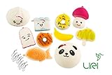 Squishies 10 pcs Slow Rising Kawaii Squishy Toys Medium and Small Sizes Cute Panda Animals Food Cartoon with Straps Ideal for Stress relief Pretend Play Collectible Gifts for Kids and Adults