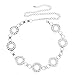 Monrocco Women's Metal Chain Belt Rhinestone Crystal Chain Belt Circle O Ring Waist Chain Belt for Women Dress - Silver